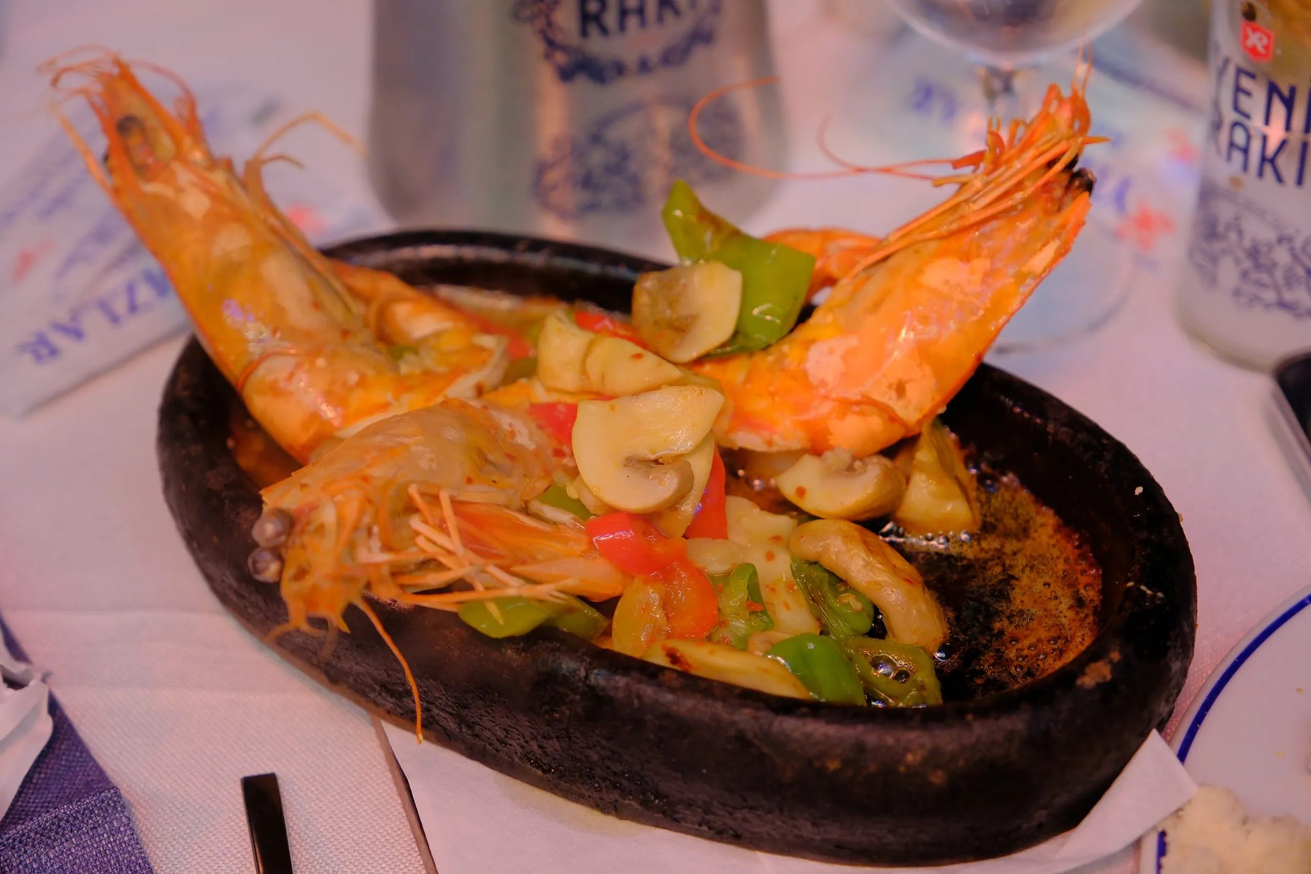 Shrimp casserole in a clay pot